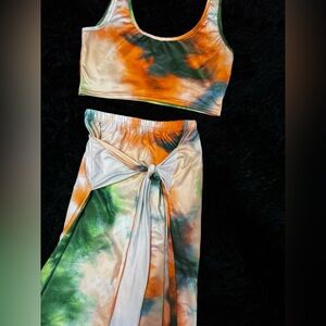 Tie-Dye Crop Top and Skirt Set